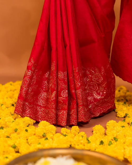 KOSA TASSAR EMBRIODARY SAREE