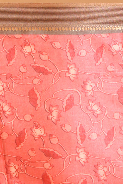 Handwoven Tassar Digital Floral Print Saree