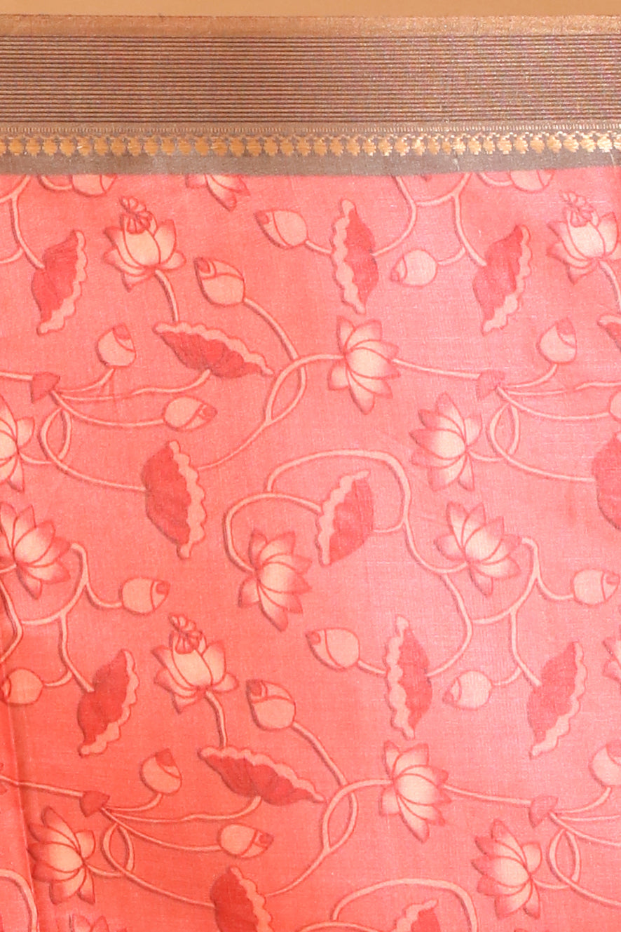 Handwoven Tassar Digital Floral Print Saree