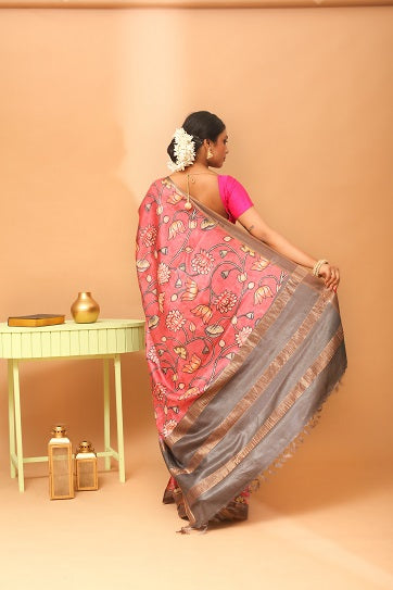 Handwoven Tassar Digital Floral Print Saree
