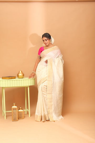 Handwoven Tassar Jala Saree