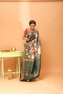 Handwoven Tassar Digital Floral Print Saree