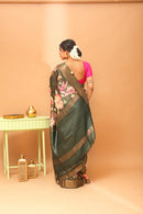 Handwoven Tassar Digital Floral Print Saree