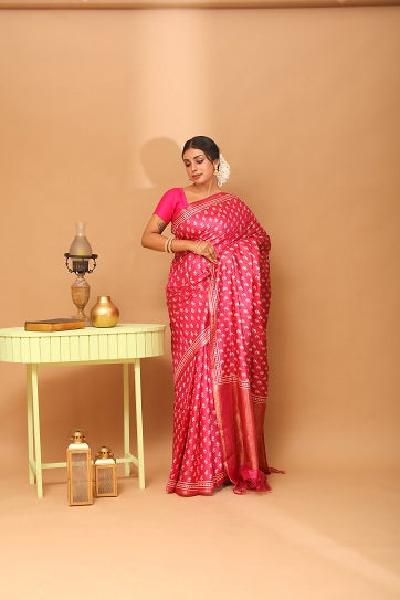 Handwoven Tassar Block Print Saree
