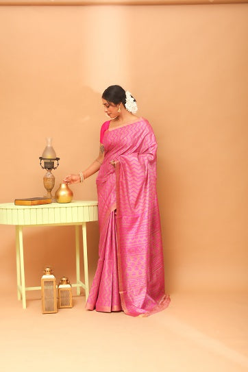 Handwoven Tassar Dabu Print Saree