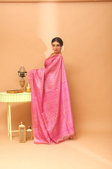 Handwoven Tassar Dabu Print Saree