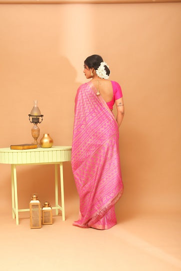 Handwoven Tassar Dabu Print Saree