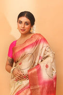 Handwoven Tassar Hand Paint Saree