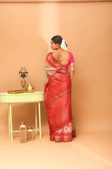 Handwoven Tassar Hand Paint Saree