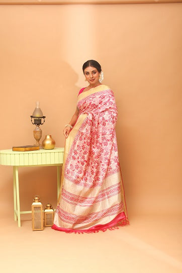 Handwoven Tassar Block Print Saree