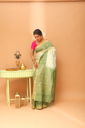 Handwoven Tassar Jala Saree